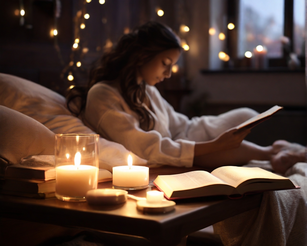 眠る前にベッドで読書をする人