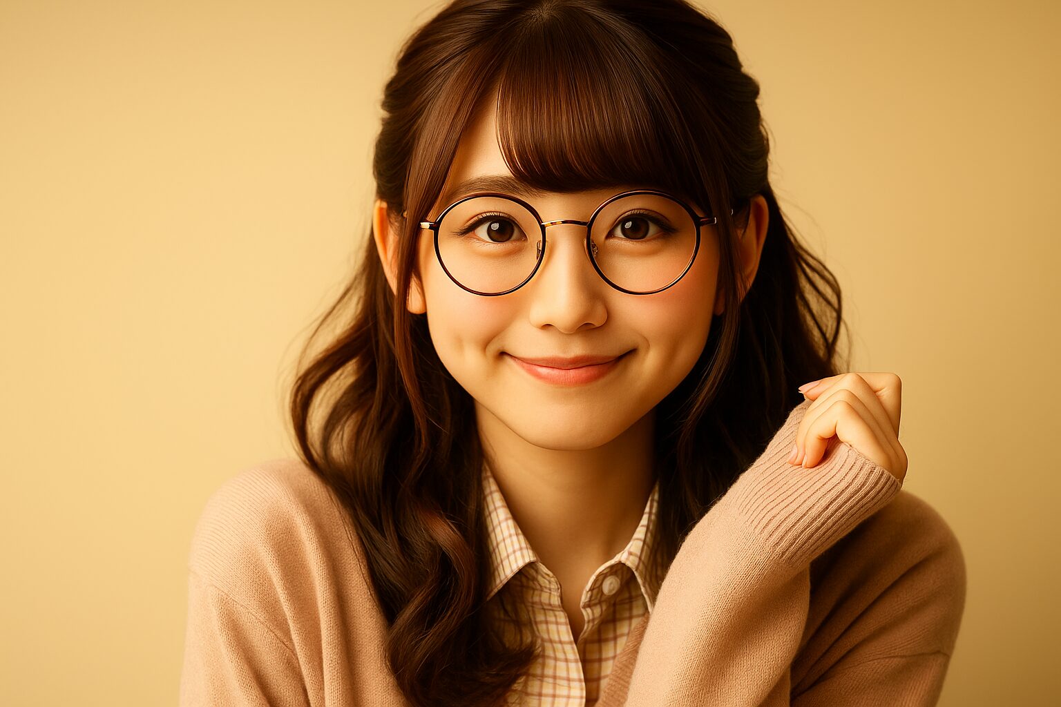 ヲタ婚の利用時に注意点を確認して安心しようとしている、眼鏡をかけた穏やかな表情の若い女性のイメージ。