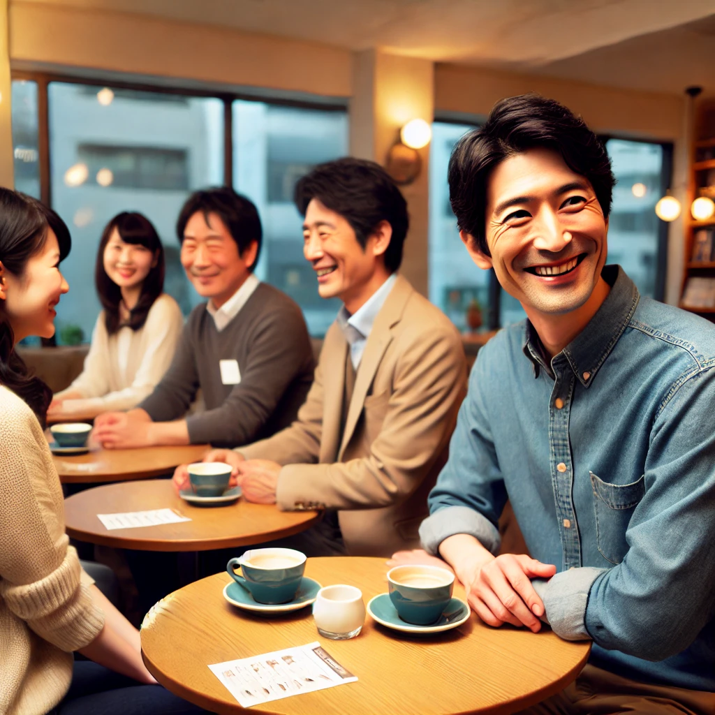 カフェで会話を楽しむ男女