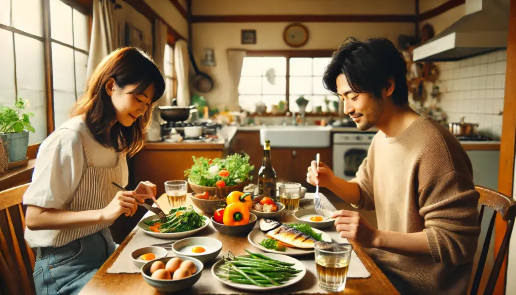 セミヴィーガンカップルのランチ