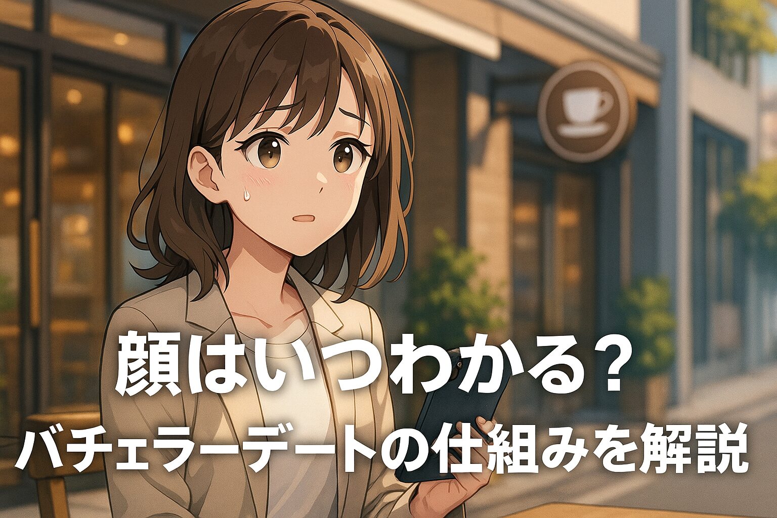 顔はいつわかる？バチェラーデートの仕組みを紹介する記事アイキャッチ画像。