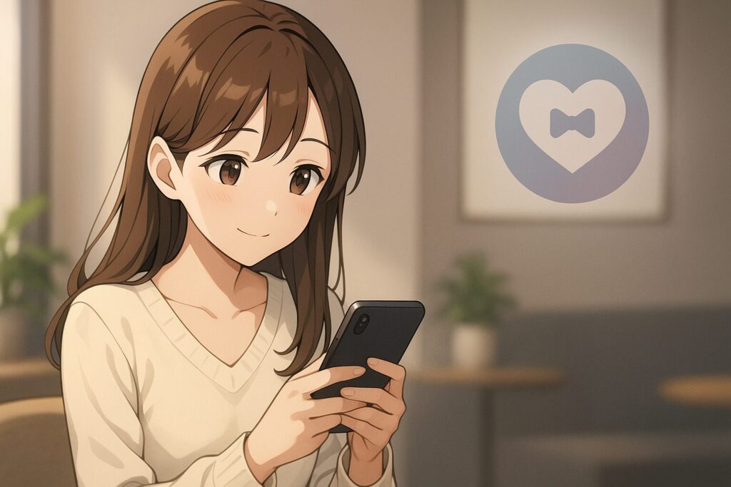 安心して顔を公開できる仕組みに納得している女性の笑顔。イメージ:スピっと婚活ライフ